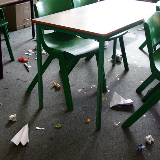Many classrooms may look very untidy at the end of the day