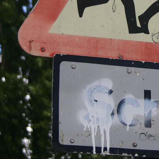 Desecrated Secondary School sign